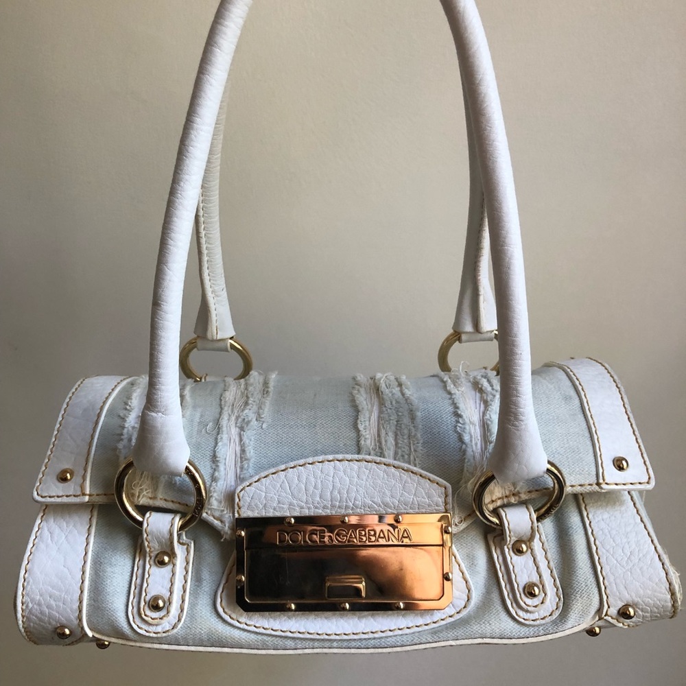 Dolce & Gabbana denim & leather shoulder bag